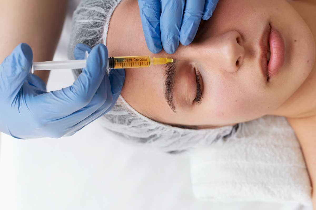 Medic care injecteaza plasma bogată in trombocite unei paciente